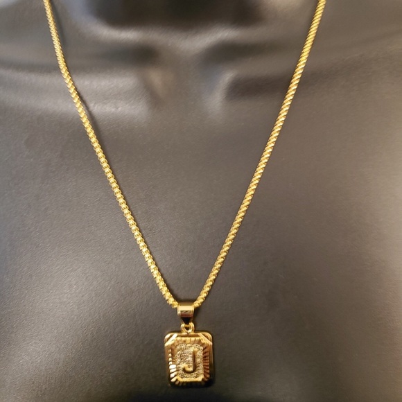 Gold Filled Letter J Pendant 20” Long Necklace - Picture 2 of 5
